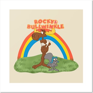 Vintage Rocky and Bullwinkle Rainbows Garden Posters and Art